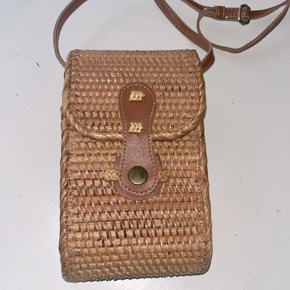 Brown Woven Crossbody Bag